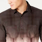 INC International Concepts Men's Regular Fit Dip Dyed Plaid Shirt Brown Size Small
