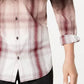 INC International Concepts Men's Regular Fit Dip Dyed Plaid Shirt Brown Size Small