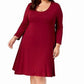 Style & Co Women's Swing Dress Maroon Size Medium