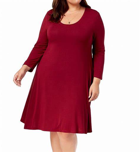 Style & Co Women's Swing Dress Maroon Size Medium