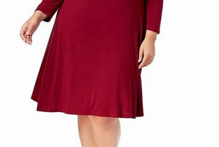 Style & Co Women's Swing Dress Maroon Size Medium
