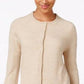 Karen Scott Women's Luxsoft Button Cardigan Beige Size Petite Medium