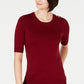 Charter Club Women's Elbow Sleeve Sweater Wine Size Petite L