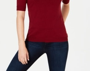 Charter Club Women's Elbow Sleeve Sweater Wine Size Petite L