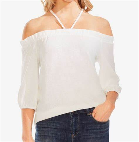 Vince Camuto Women's Off The Shoulder Halter Top White Size 1X