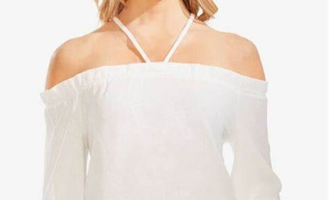 Vince Camuto Women's Off The Shoulder Halter Top White Size 1X