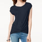 INC International Concepts Women's Printed Laser Cut Tunic Navy Size XXL