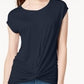 INC International Concepts Women's Printed Laser Cut Tunic Navy Size XXL