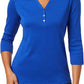 Karen Scott Women's Cotton Henley Shirt Dark Blue Size Petite Small