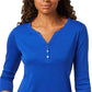 Karen Scott Women's Cotton Henley Shirt Dark Blue Size Petite Small
