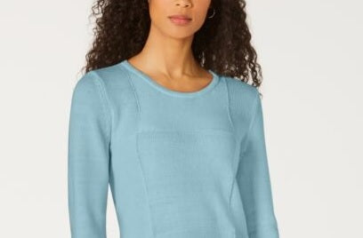 Karen Scott Women's Patchwork Stitch Pullover Sweater Blue Size X-Large