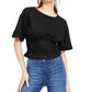 Crave Fame Junior's Smocked Waist Top Black Size X-Large