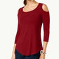 JM Collection Women's Cold Shoulder Top Red Size Petite Medium