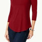 JM Collection Women's Cold Shoulder Top Red Size Petite Medium