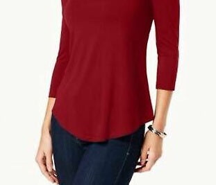 JM Collection Women's Cold Shoulder Top Red Size Petite Medium
