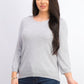 Maison Jules Women's Crewneck 3/4 Sleeve Sweater Gray Size 2XL