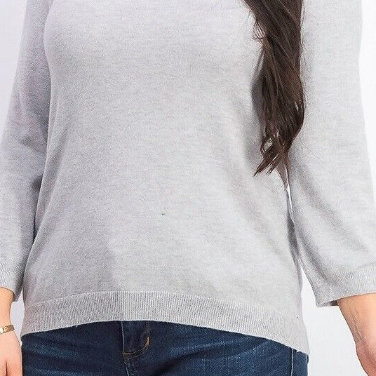 Maison Jules Women's Crewneck 3/4 Sleeve Sweater Gray Size 2XL