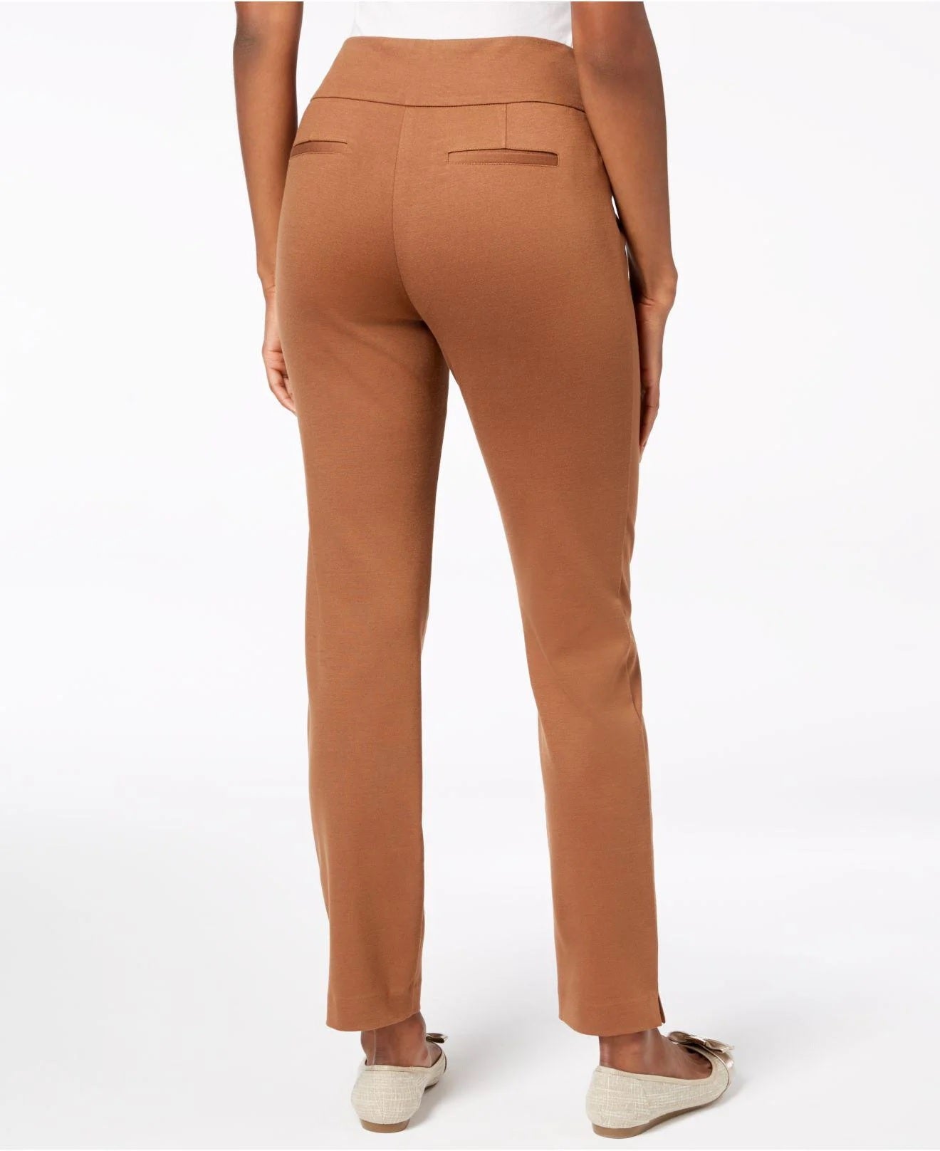 Charter Club Women's Cambridge Pull On Ponte Pants Brown Size 18