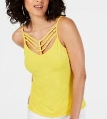 Thalia Sodi Women's Ladder Trim Tank Top Yellow Size L