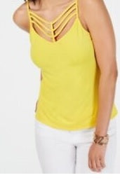 Thalia Sodi Women's Ladder Trim Tank Top Yellow Size L
