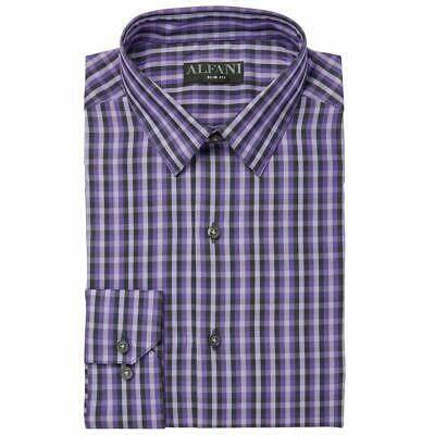 Alfani Men's Gingham Dress Shirt  Purple Size 15-15.5-34/35