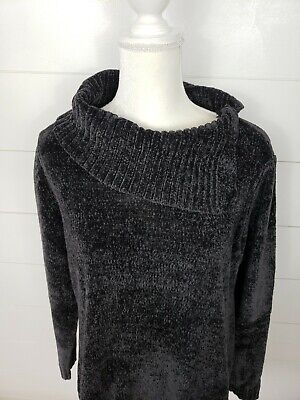 Karen Scott Women's Envelope Neck Chenille Sweater Grey Size P/SM