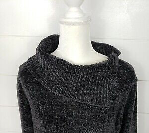 Karen Scott Women's Envelope Neck Chenille Sweater Grey Size P/SM
