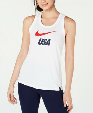 Nike Women's Dri-FIT Logo Racerback Tank Top White Size Medium