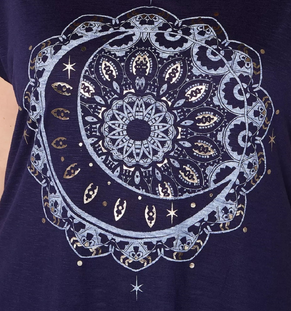 Style & Co Women's Plus Moon Graphic T-Shirt Blue Size 0X