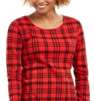 Charter Club Women's Cotton Plaid Top Red Size S