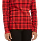 Charter Club Women's Cotton Plaid Top Red Size S