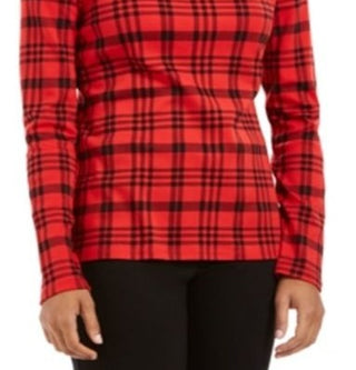 Charter Club Women's Cotton Plaid Top Red Size S