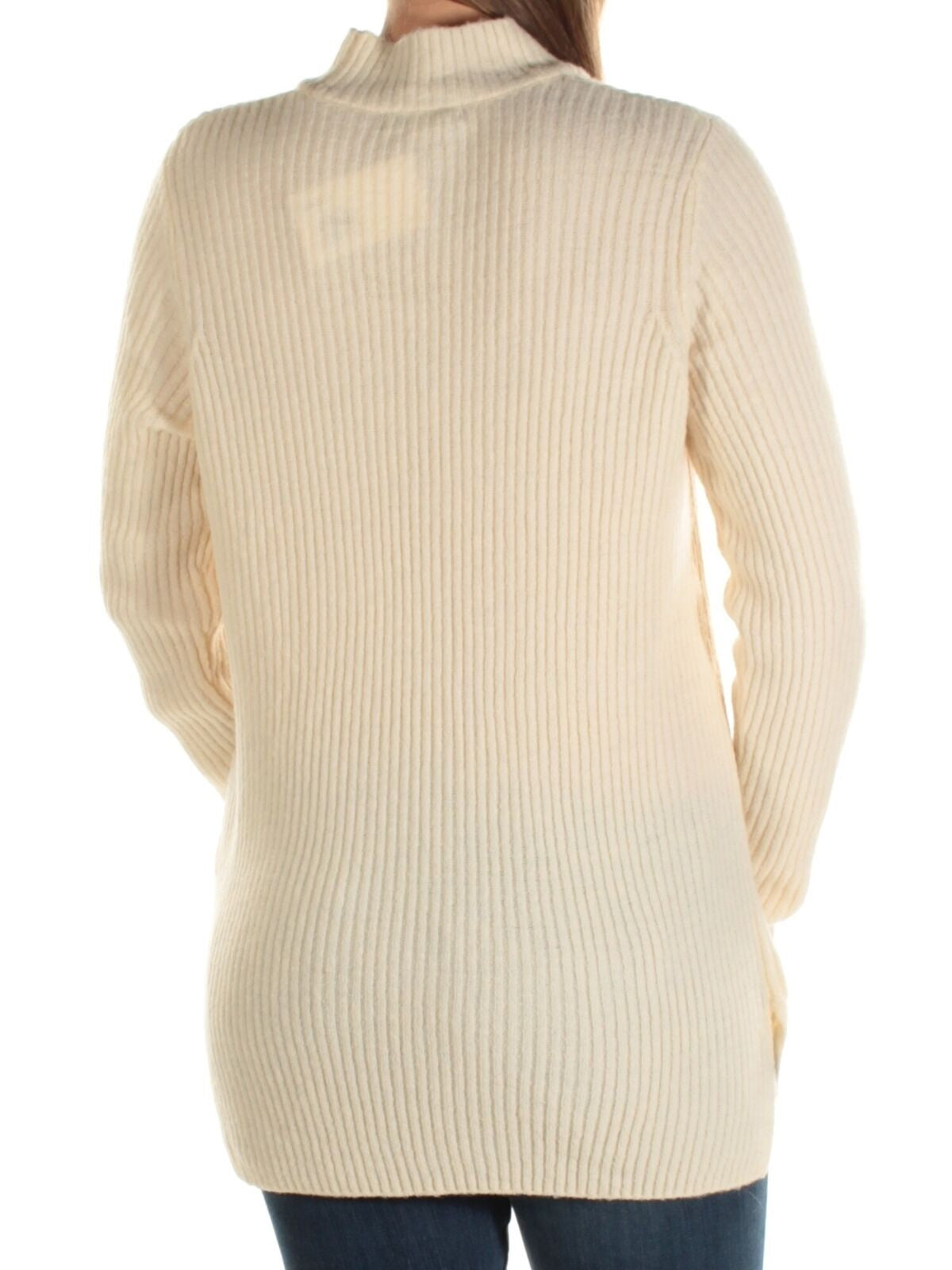 INC International Concepts Women's Waffle Knit Side Zip Tunic Sweater Beige Size Large