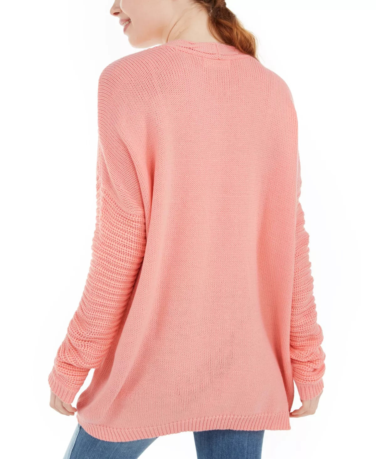 Ultra Flirt Juniors' Cable Knit Open-Front Cardigan Dark Orange Size Extra Large