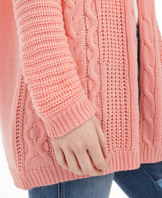 Ultra Flirt Juniors' Cable Knit Open-Front Cardigan Dark Orange Size Extra Large