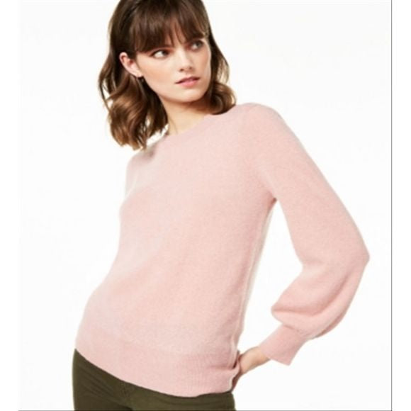 Charter Club Women's Pure Cashmere Balloon Sleeve Sweater Pink Size Petite S