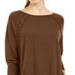 Style & Co Women's Lace Up Chevron Trim Sweater Brown Size XL