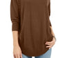 Style & Co Women's Lace Up Chevron Trim Sweater Brown Size XL