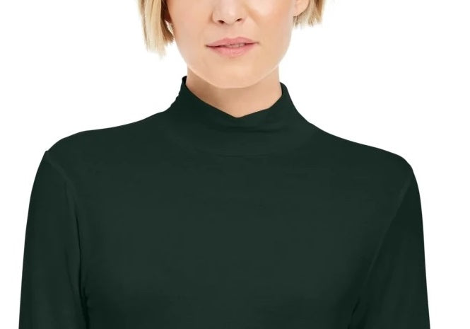 Style & Co Women's Mock Neck Top Green Size Petite L