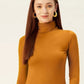 Free People Women's Textured Long Sleeve Turtle Neck Top Yellow  Size Small