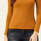 Free People Women's Textured Long Sleeve Turtle Neck Top Yellow  Size Small