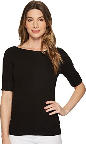 Ralph Lauren Women's Stretch Boatneck Top Black Size Petite M