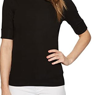 Ralph Lauren Women's Stretch Boatneck Top Black Size Petite M