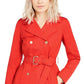 Michael Kors Women's Belted Sateen Trench Coat Red Size Petite Small