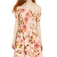Planet Gold Junior's Off Shoulder Dress Pink Size Large