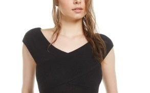 Bar III Women's Ribbed Crossover Bodysuit Black Size X-Small