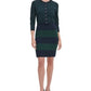 Tommy Hilfiger Women's Button Up Long Sleeve Crew Neck Sweater Green/Navy Size Large