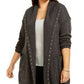 Style & Co Women's Hooded Studded Cardigan Grey Size PP