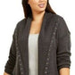 Style & Co Women's Hooded Studded Cardigan Grey Size PP