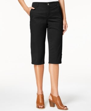 Style & Co Women's Snap Button Capri Pants Black Size 4
